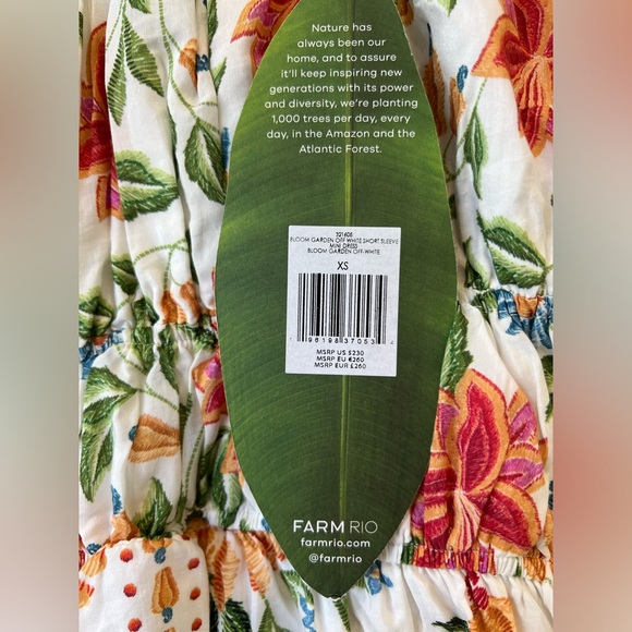 Farm Rio Off-White Bloom Garden Euroflax Premium Linen Mini Dress NWT Size XS - Picture 16 of 16